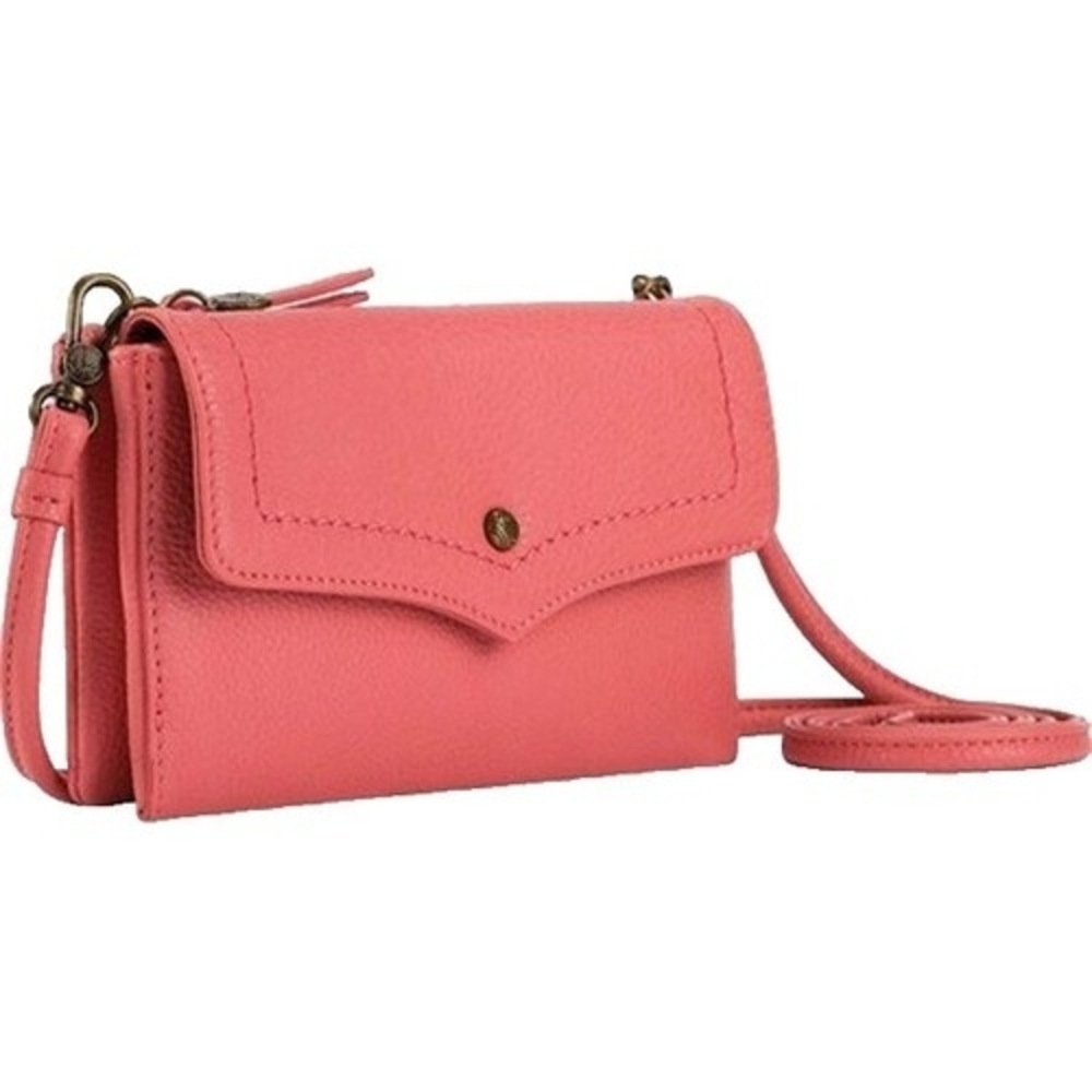 The Sak Ventura Smartphone Crossbody Wallet Pink Coral Leather Wristlet Purse